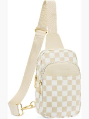 Quilted Crossbody Sling Bag Vegan Leather Adjustable Strap Large Capacity